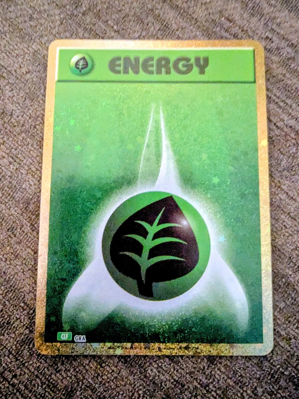 Pokemon Grass Energy Card - Green and Black Artwork